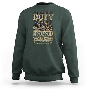 Veteran Sweatshirt Duty Honor Courage Patriotic American Flag TS09 Dark Forest Green Print Your Wear