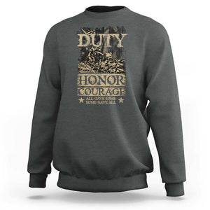 Veteran Sweatshirt Duty Honor Courage Patriotic American Flag TS09 Dark Heather Print Your Wear