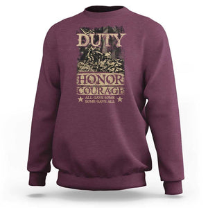 Veteran Sweatshirt Duty Honor Courage Patriotic American Flag TS09 Maroon Print Your Wear