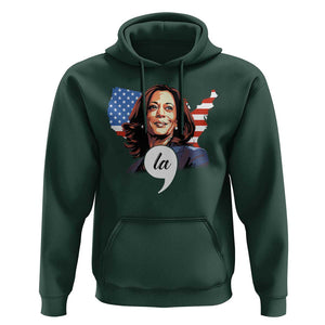 Comma La Harris Hoodie American Flag President 2024 TS09 Dark Forest Green Print Your Wear