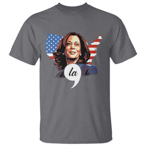 Comma La Harris T Shirt American Flag President 2024 TS09 Charcoal Print Your Wear
