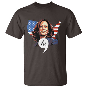 Comma La Harris T Shirt American Flag President 2024 TS09 Dark Chocolate Print Your Wear