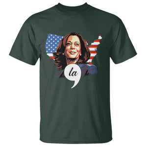 Comma La Harris T Shirt American Flag President 2024 TS09 Dark Forest Green Print Your Wear