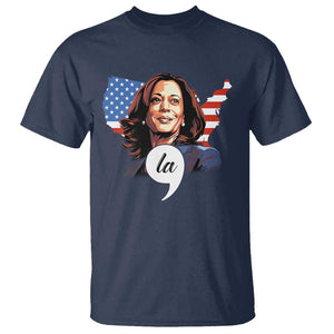 Comma La Harris T Shirt American Flag President 2024 TS09 Navy Print Your Wear