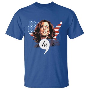 Comma La Harris T Shirt American Flag President 2024 TS09 Royal Blue Print Your Wear