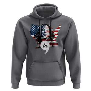 Comma La Harris Hoodie American Flag President 2024 TS09 Charcoal Print Your Wear