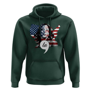 Comma La Harris Hoodie American Flag President 2024 TS09 Dark Forest Green Print Your Wear