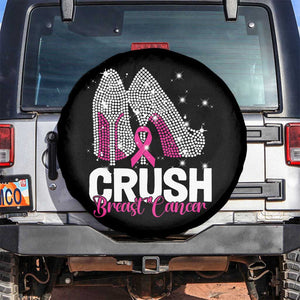 Crush Breast Cancer Awareness Spare Tire Cover Bling High Heels Pink Ribbon TS09 No hole Black Print Your Wear