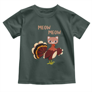 Thanksgiving Baby Shirt Funny Turkey Fake Meow Meow TS09 Dark Forest Green Print Your Wear