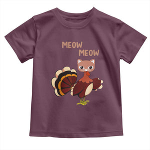 Thanksgiving Baby Shirt Funny Turkey Fake Meow Meow TS09 Maroon Print Your Wear