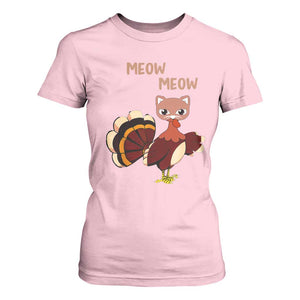 Thanksgiving T Shirt For Women Funny Turkey Fake Meow Meow TS09 Light Pink Print Your Wear