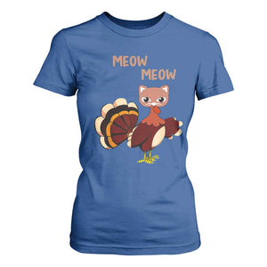 Thanksgiving T Shirt For Women Funny Turkey Fake Meow Meow TS09 Royal Blue Print Your Wear