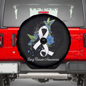 Pretty White Ribbon Bird Lung Cancer Awareness Spare Tire Cover TS09 Black Print Your Wear