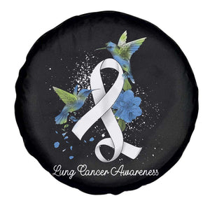 Pretty White Ribbon Bird Lung Cancer Awareness Spare Tire Cover TS09 Print Your Wear