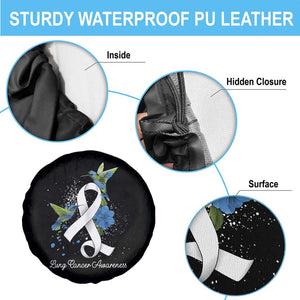 Pretty White Ribbon Bird Lung Cancer Awareness Spare Tire Cover TS09 Print Your Wear