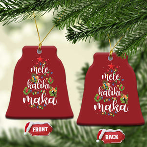 Mele Kalikimaka Hawaiian Xmas Tree Christmas Ornament TS09 Bell Flake Red Print Your Wear