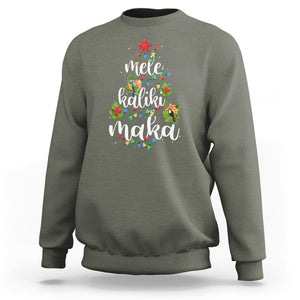 Mele Kalikimaka Hawaiian Christmas Tree Sweatshirt TS09 Military Green Printyourwear