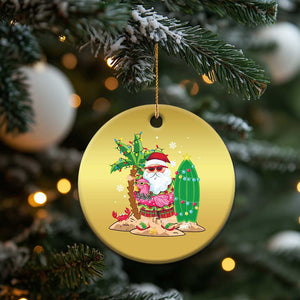 Xmas In Hawaii Christmas Ornament Flamingo Float Xmas Palm Tree Surfboard Cute Santa At Beach TS09 Print Your Wear