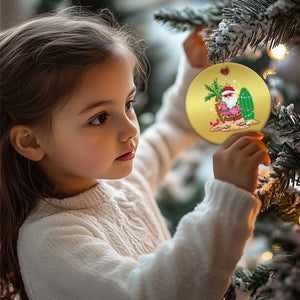 Xmas In Hawaii Christmas Ornament Flamingo Float Xmas Palm Tree Surfboard Cute Santa At Beach TS09 Print Your Wear