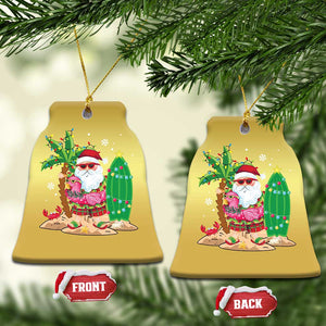 Xmas In Hawaii Christmas Ornament Flamingo Float Xmas Palm Tree Surfboard Cute Santa At Beach TS09 Bell Flake Gold Print Your Wear