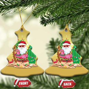 Xmas In Hawaii Christmas Ornament Flamingo Float Xmas Palm Tree Surfboard Cute Santa At Beach TS09 Christmas Tree Gold Print Your Wear