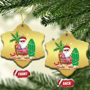 Xmas In Hawaii Christmas Ornament Flamingo Float Xmas Palm Tree Surfboard Cute Santa At Beach TS09 Snow Flake Gold Print Your Wear