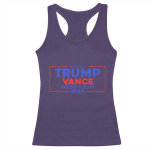 Trump Vance 2024 Racerback Tank Top We Did It Bruh We Won TS09 Purple Print Your Wear