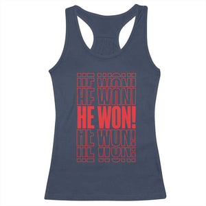Trump US President He Won 2024 Racerback Tank Top TS09 Navy Print Your Wear