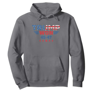 Trump Won 2024 Hoodie 45 47 President American Flag Patriotic TS09 Charcoal Print Your Wear