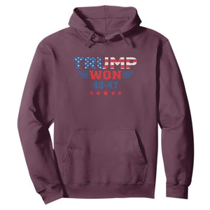 Trump Won 2024 Hoodie 45 47 President American Flag Patriotic TS09 Maroon Print Your Wear