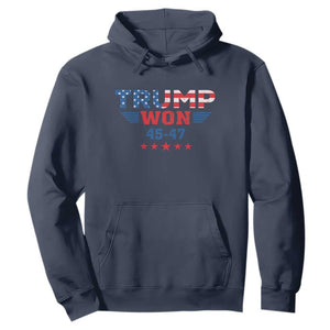 Trump Won 2024 Hoodie 45 47 President American Flag Patriotic TS09 Navy Print Your Wear