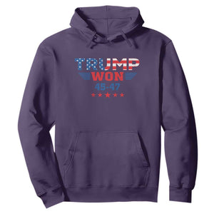 Trump Won 2024 Hoodie 45 47 President American Flag Patriotic TS09 Purple Print Your Wear