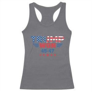 Trump Won 2024 Racerback Tank Top 45 47 President American Flag Patriotic TS09 Charcoal Print Your Wear