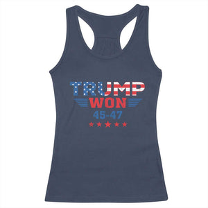 Trump Won 2024 Racerback Tank Top 45 47 President American Flag Patriotic TS09 Navy Print Your Wear