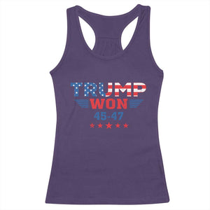 Trump Won 2024 Racerback Tank Top 45 47 President American Flag Patriotic TS09 Purple Print Your Wear