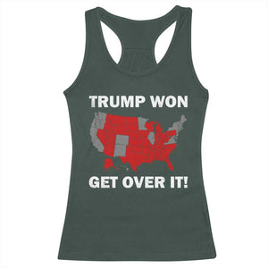 Trump Won 2024 Racerback Tank Top Trump Election Map 2024 Get Over It TS09 Dark Forest Green Print Your Wear