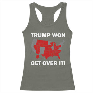 Trump Won 2024 Racerback Tank Top Trump Election Map 2024 Get Over It TS09 Military Green Print Your Wear