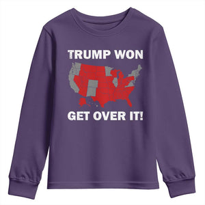 Trump Won 2024 Youth Sweatshirt Trump Election Map 2024 Get Over It TS09 Purple Print Your Wear
