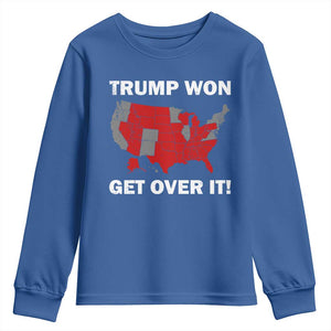 Trump Won 2024 Youth Sweatshirt Trump Election Map 2024 Get Over It TS09 Royal Blue Print Your Wear