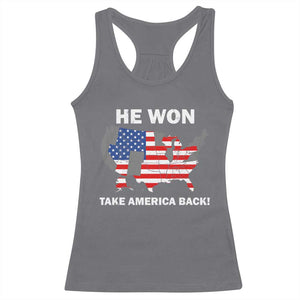 Trump Won 2024 Racerback Tank Top Trump Election Map 2024 He Won Take America Back TS09 Charcoal Print Your Wear