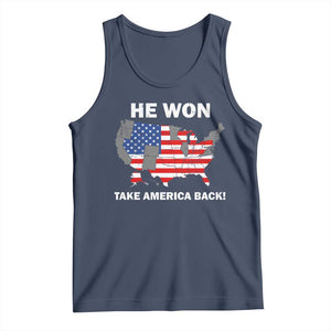 Trump Won 2024 Tank Top Trump Election Map 2024 He Won Take America Back TS09 Navy Print Your Wear