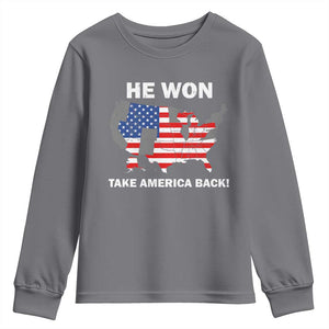 Trump Won 2024 Youth Sweatshirt Trump Election Map 2024 He Won Take America Back TS09 Charcoal Print Your Wear