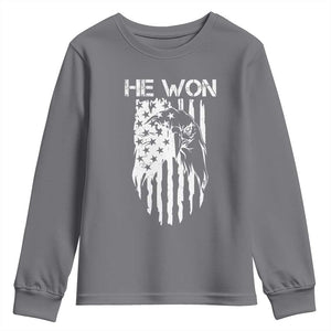 Trump Won 2024 Youth Sweatshirt He Won Patriotic America Flag Eagle TS09 Charcoal Print Your Wear