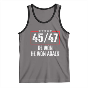 Trump Won 2024 Tank Top 45 47 He Won He Won Again TS09 Deep Heather Black Print Your Wear