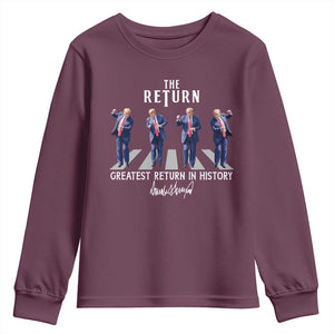 Trump Won 2024 Youth Sweatshirt The Return Trump Funny Dancing TS09 Maroon Print Your Wear