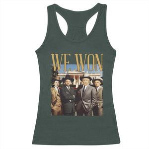 Trump Won 2024 Racerback Tank Top We Won Trump Team Cowboy TS09 Dark Forest Green Print Your Wear