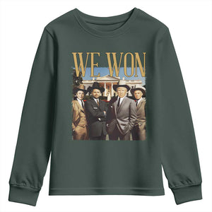 Trump Won 2024 Youth Sweatshirt We Won Trump Team Cowboy TS09 Dark Forest Green Print Your Wear