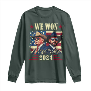 Trump Vance Cowboy We Won 2024 Long Sleeve Shirt TS09 Dark Forest Green Print Your Wear