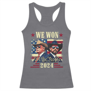 Trump Vance Cowboy We Won 2024 Racerback Tank Top TS09 Charcoal Print Your Wear