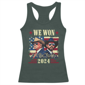 Trump Vance Cowboy We Won 2024 Racerback Tank Top TS09 Dark Forest Green Print Your Wear